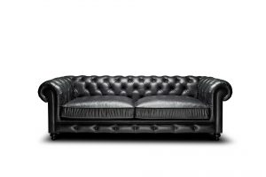 Marbella Siyah Üçlü Gerçek Deri Chester Koltuk