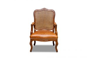 Vintage Taba Rengi Hasır Gerçek Deri Berjer