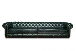 Vintage Acı Yeşil Beşli Deri Koltuk