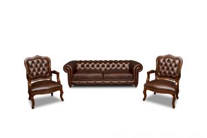 Vintage Kahverengi Hakiki Deri Ofis Takımı