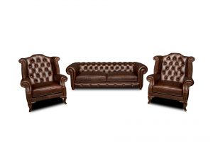 Atesa Kahverengi Hakiki Deri Ofis Takımı