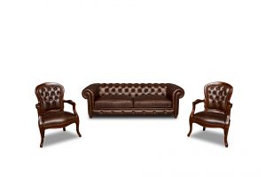 Elips Kahverengi Hakiki Deri Ofis Takımı