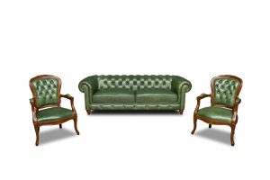 Elips Küf Yeşili Hakiki Deri Ofis Takımı