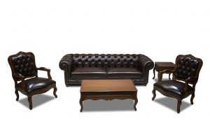 Vintage Klasik Acı Kahve Hakiki Deri Ofis Takımı