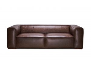 Prisma Kahverengi Üçlü Gerçek Deri Modern Koltuk