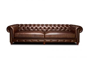 Vintage Kahverengi Dörtlü Deri Kanepe