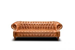 Elips Taba Üçlü Gerçek Deri Chesterfield Koltuk