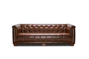 Polla Kahverengi Üçlü Suni Deri Modern Chester Koltuk