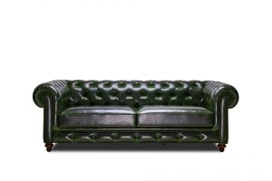 Marbella Acı Yeşil Suni Deri Üçlü Chester Koltuk