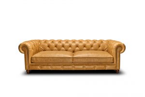 Vintage Camel Üçlü Hakiki Deri Chesterfield Koltuk