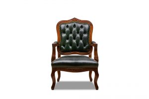 vintage acı yeşil klasik ahşap tasarım gerçek deri berjer imalattan satış