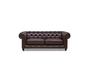 Vintage Suni Deri Kahverengi Chester Koltuk